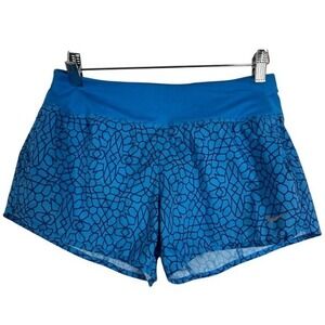 Nike Dri Fit Running Shorts Womens Blue Geometric Print Built in Liner - S